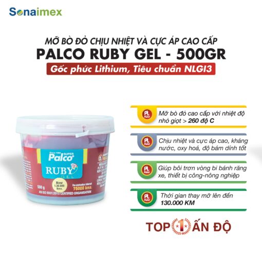 Mỡ bò đỏ chịu nhiệt cao cấp Palco Ruby Gel. Mỡ bò bôi trơn công nghiệp nhập khẩu Ấn Độ