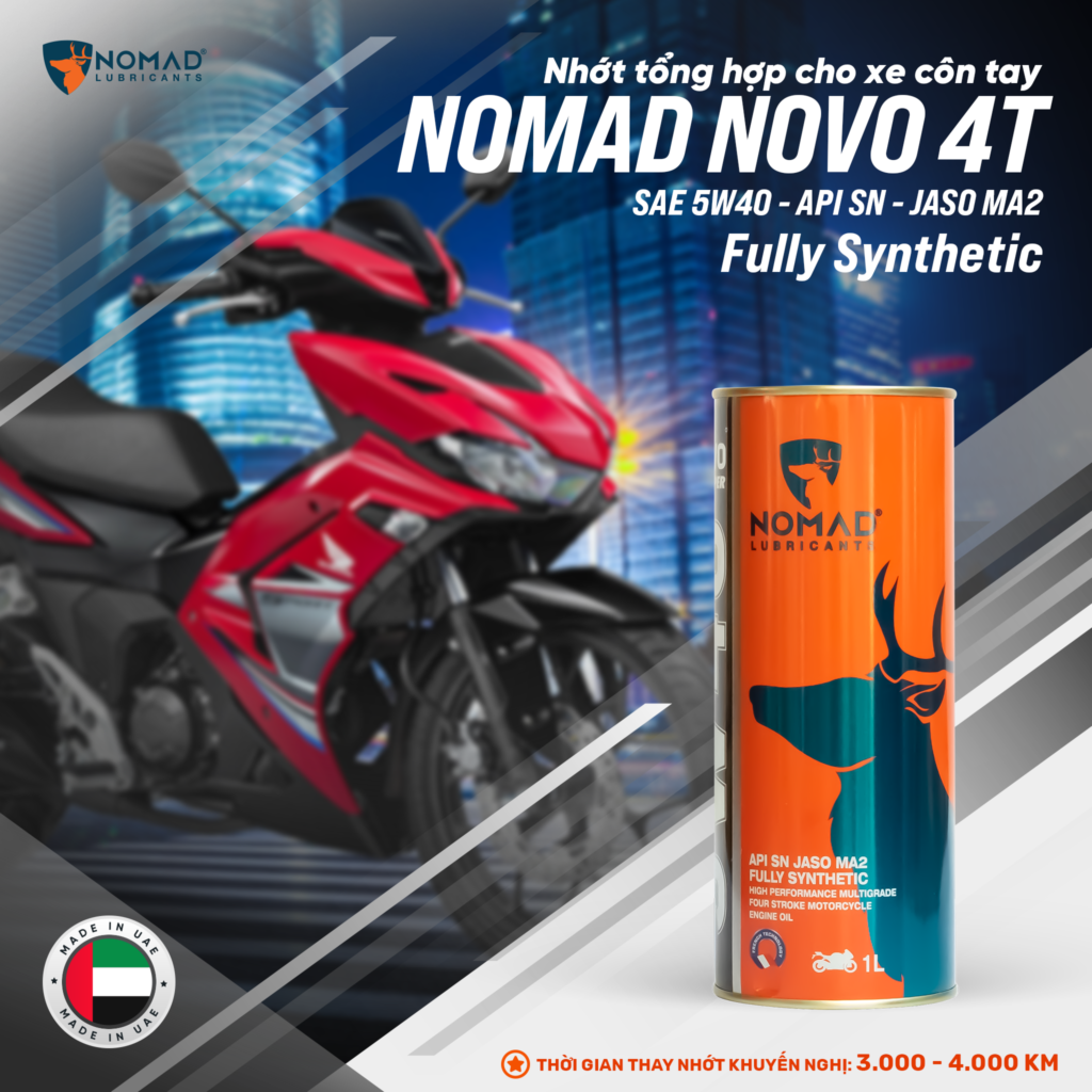 Nhớt xe côn tay tổng hợp toàn phần Nomad Novo 4T Super 1L