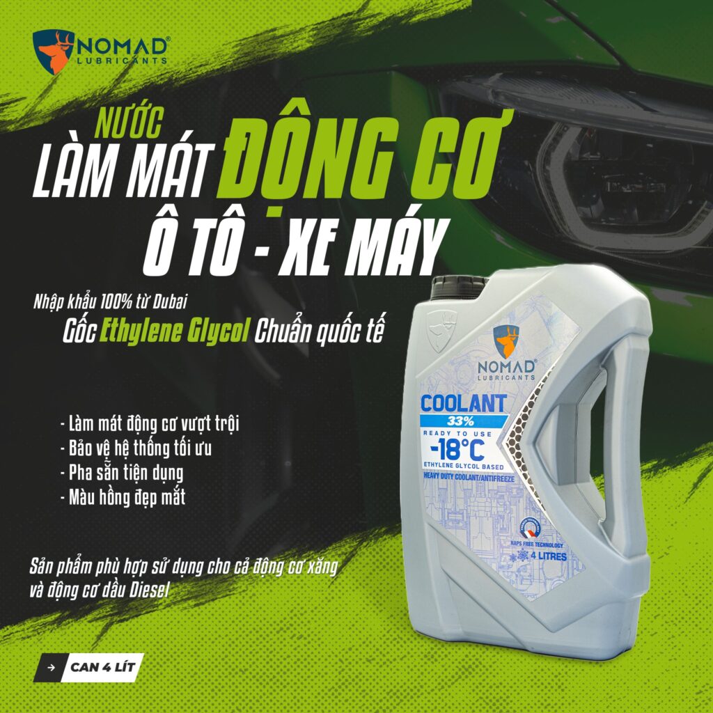 Nước làm mát động cơ xe máy, ô tô Nomad Coolant 4L