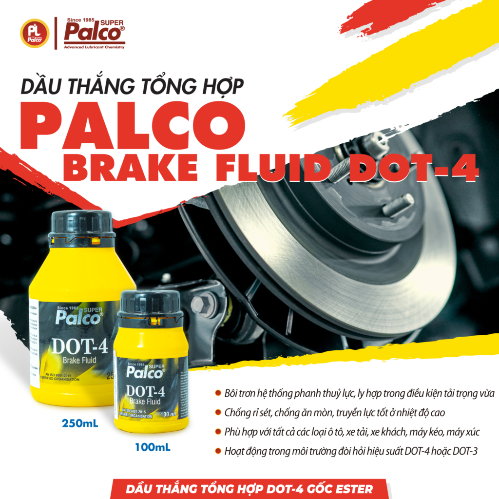 Dầu thắng tổng hợp Palco Brake Fluid Dot-4. Dầu thắng tổng hợp gốc ester Palco nhập khẩu Ấn Độ