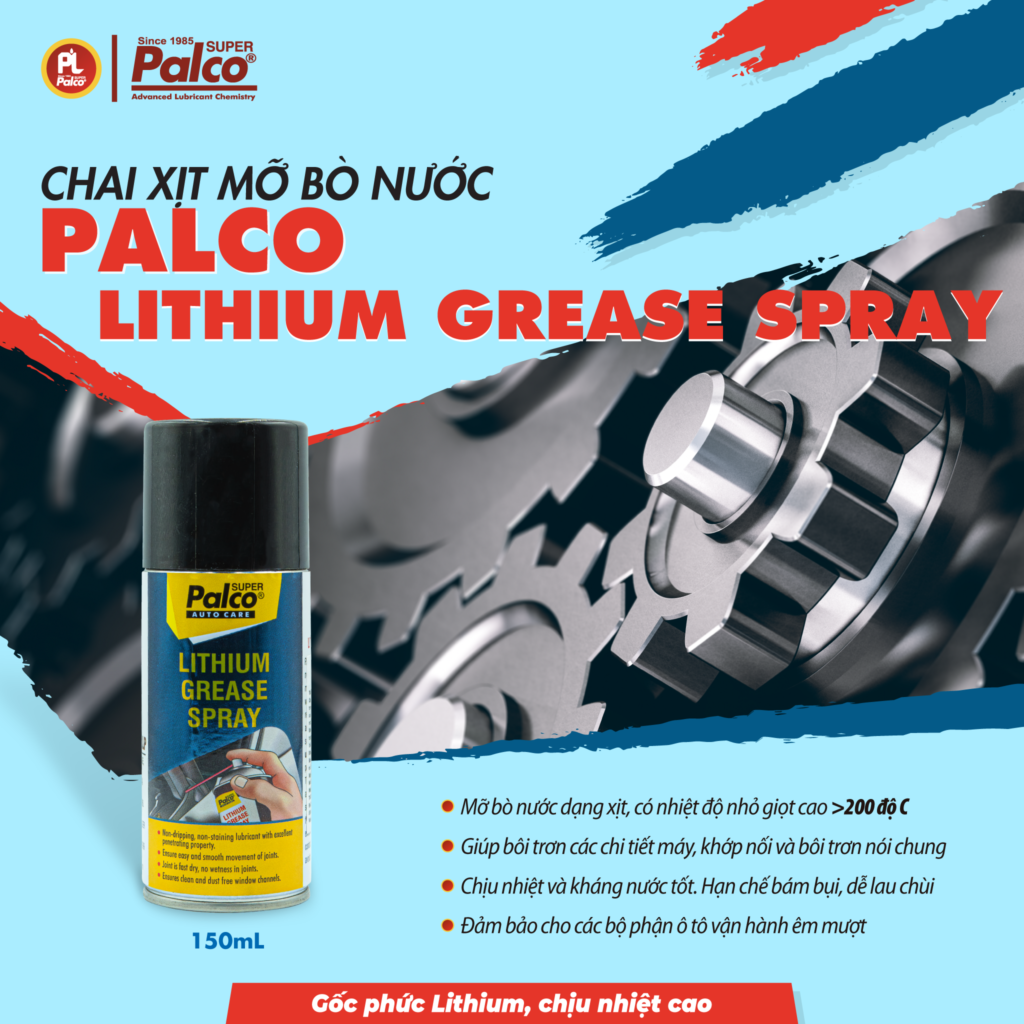 Mỡ bò nước dạng xịt Palco Lithium Spray. Mỡ bò nước bôi trơn dạng xịt Palco nhập khẩu Ấn Độ