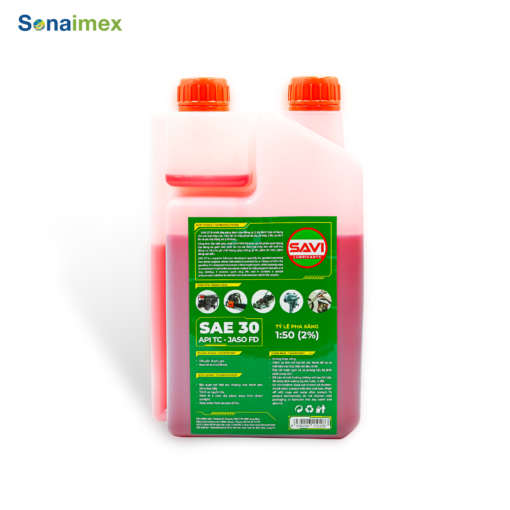 Nhớt 2 thì pha xăng SAVI 2 stroke engine oil. Nhớt 2 thì cho máy cưa, máy cắt cỏ