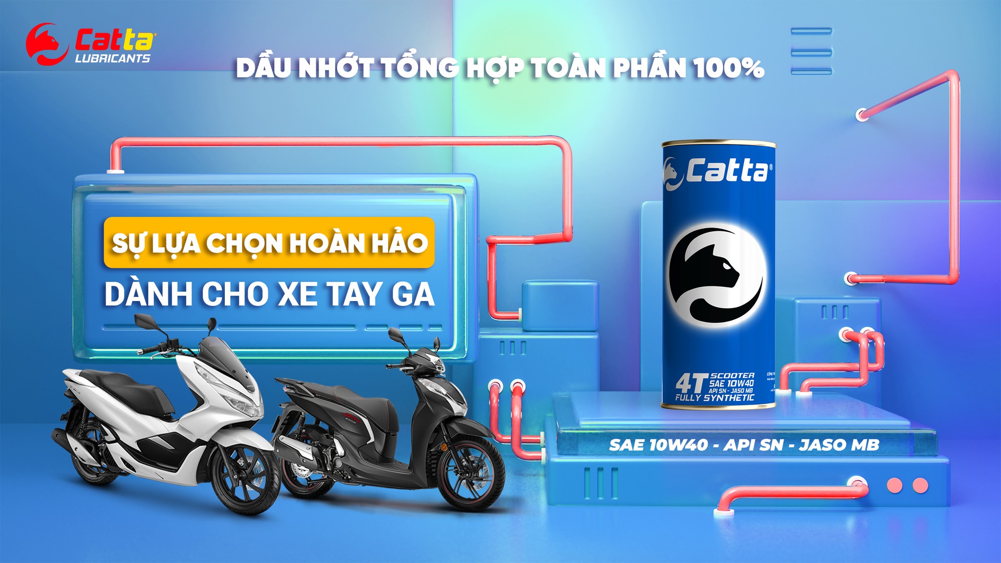 Dầu nhớt tổng hợp toàn phần dành cho xe ga CATTA