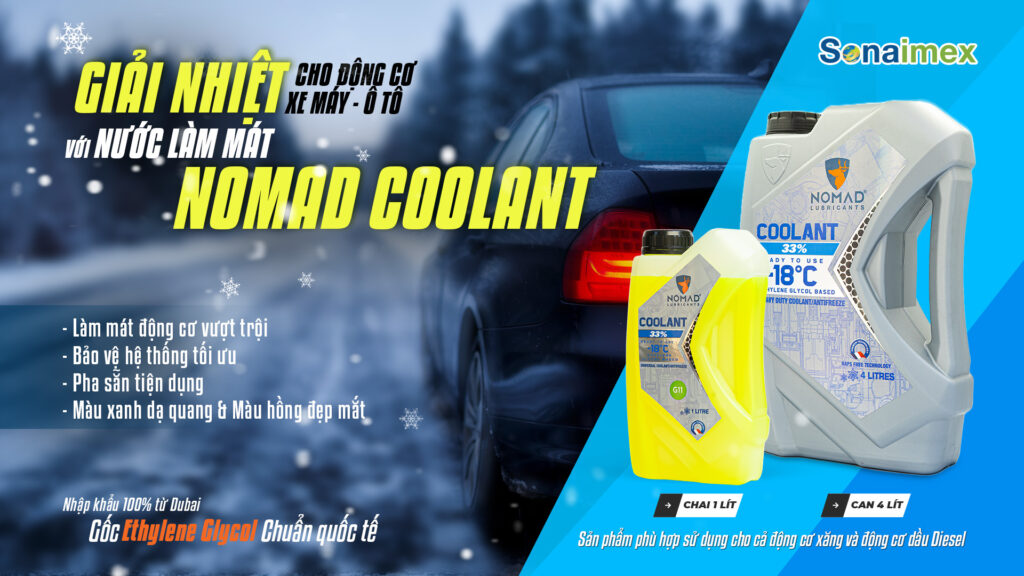 Nước làm mát động cơ ô tô, xe máy Nomad Coolant 33% nhập khẩu Dubai