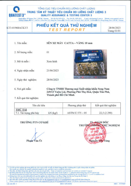 kiểm định sên vàng 10 ly