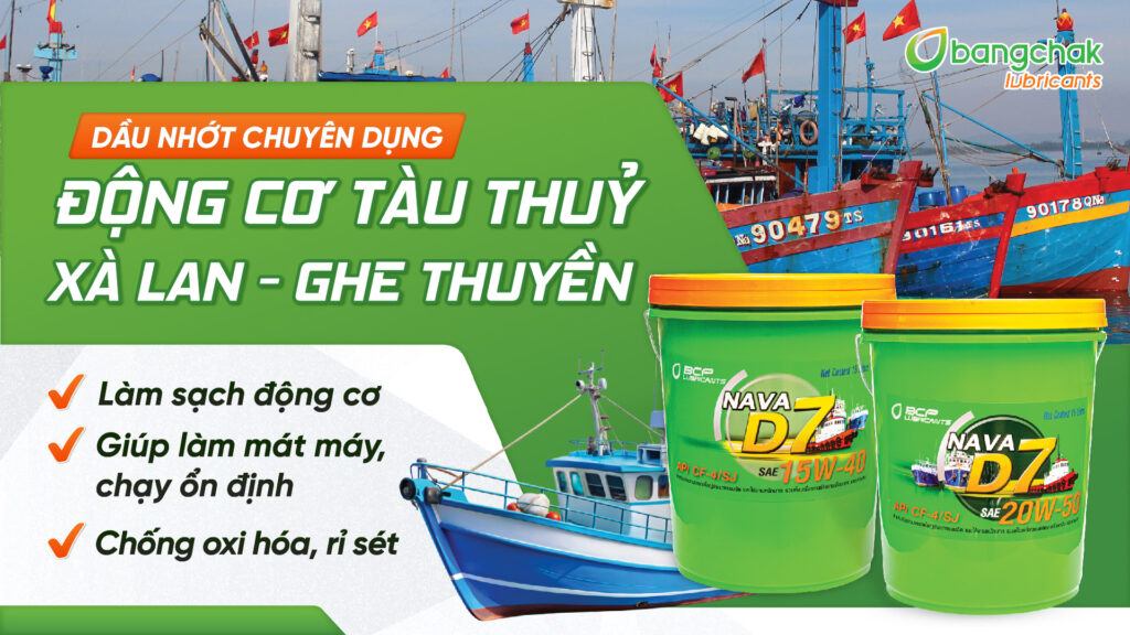Dầu nhớt chuyên dụng động cơ tàu thuỷ xà lan ghe thuyền