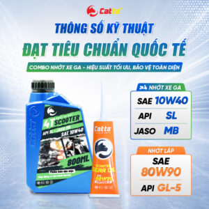 hãn mác hiển thị thông số kỹ thuật API SL JASO MB và API GL5 của dầu nhớt CATTA